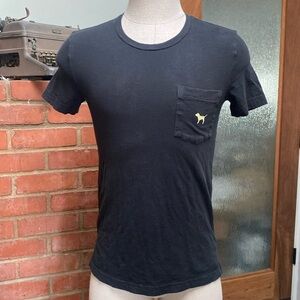 Pink by VS Victoria’s Secret black short sleeve tee shirt